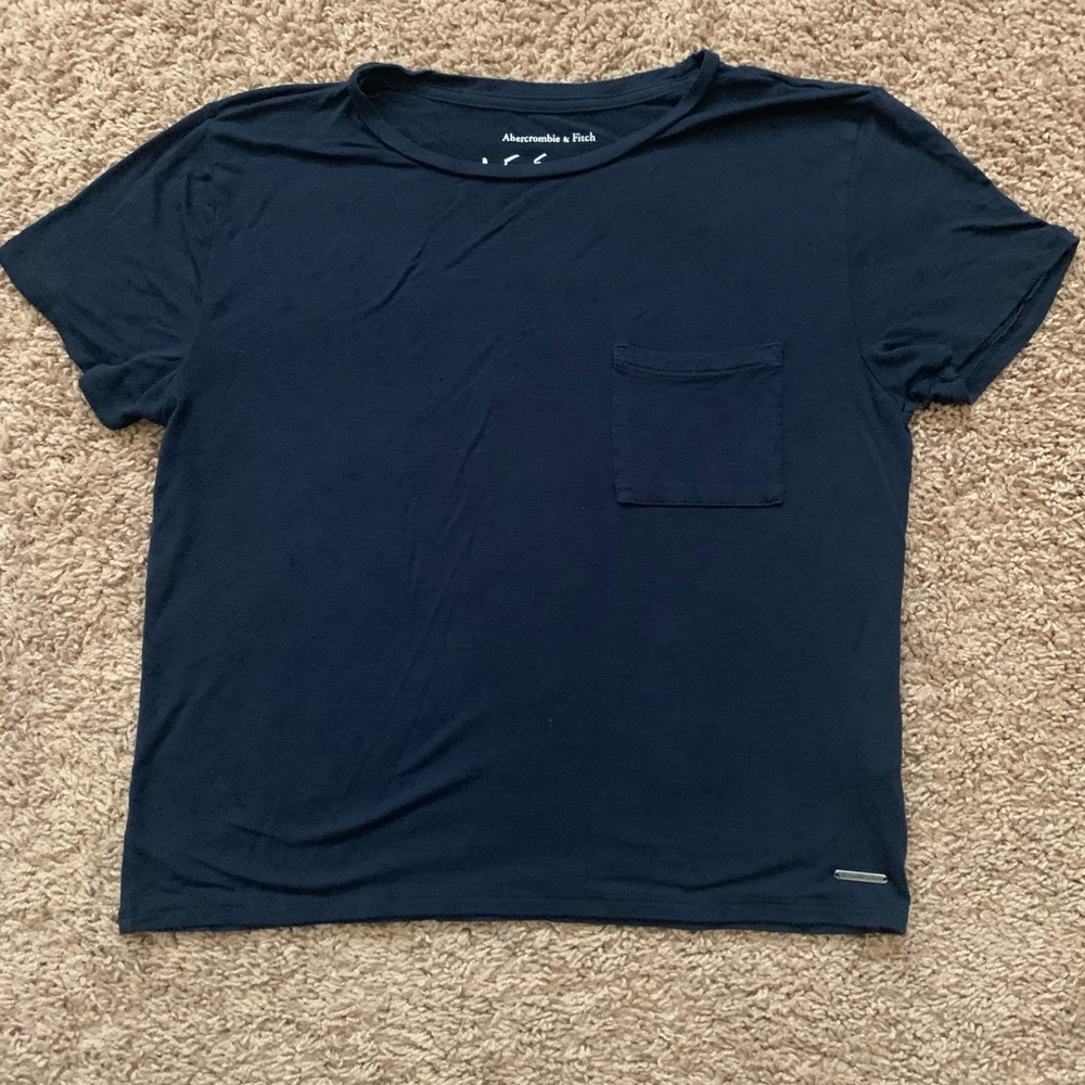 Abercrombie & Fitch A&F Essentials Short Sleeve Tee, Navy Blue, Size Medium